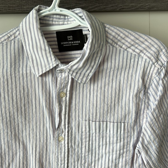 Men’s Scotch & Soda Striped Soft Oxford Cotton Button-Down Casual Shirt - Medium - Picture 4 of 7